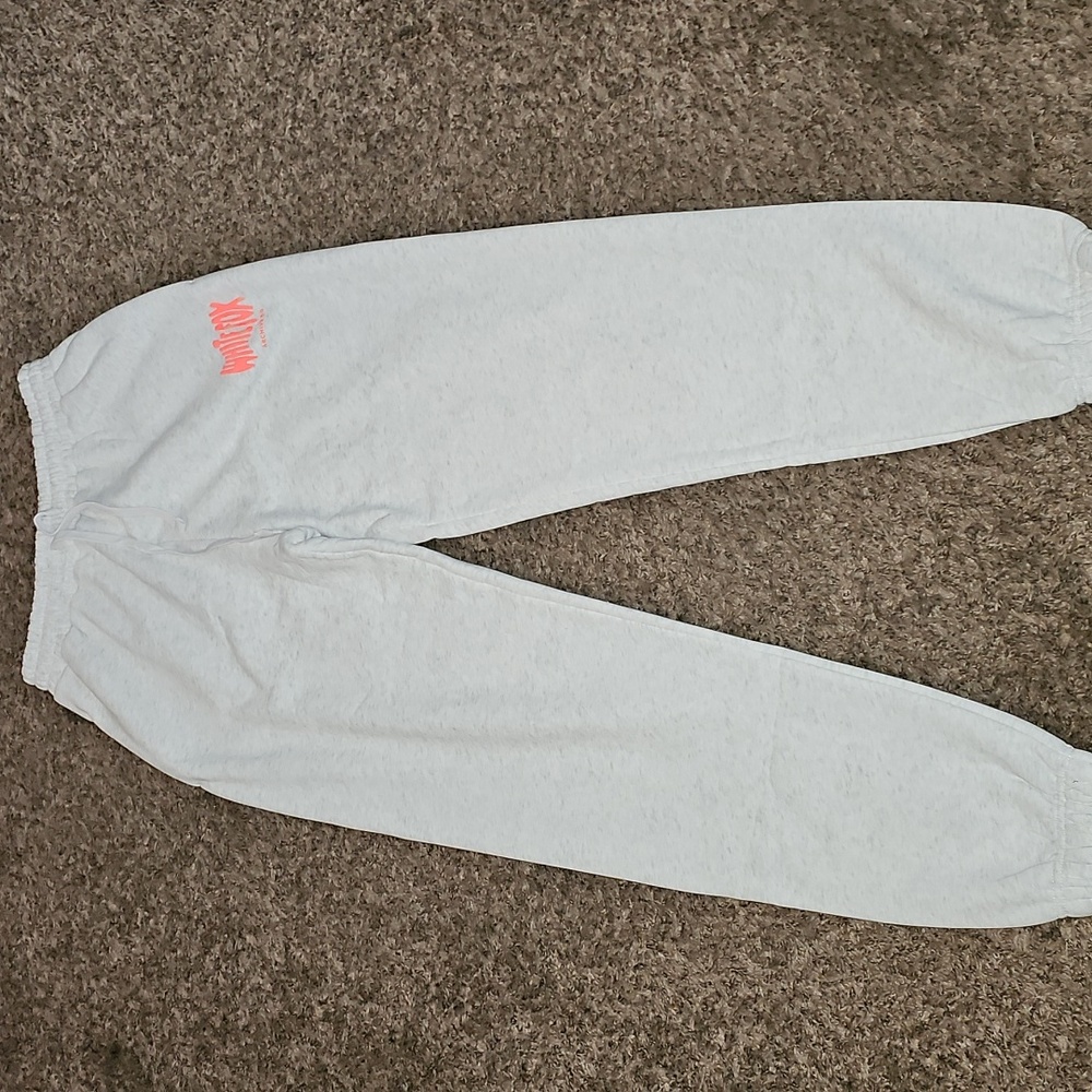 White Fox Light Heathered Gray With Neon Orange Joggers!! Sz Small!!